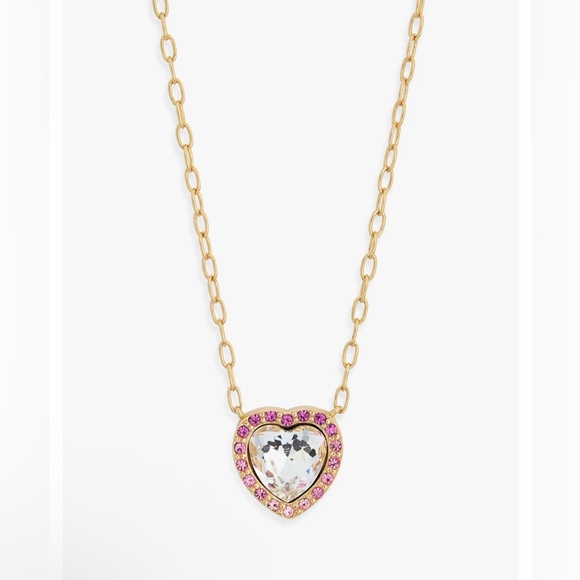 Kurt Geiger Pave Gold Necklace with Pink Heart Pendant NWT - Picture 4 of 7